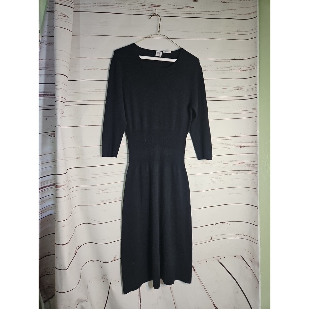 TSE 3/4 Black Dress 100% Cashmere Medium‎